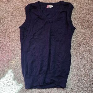 Dark Blue Sleeveless V-Neck Sweater